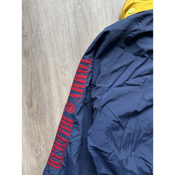 Vintage Tommy Hilfiger Jacket Rare Streetwear Hype XLarge Blue Yellow Red Patch - Picture 12 of 16